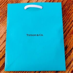 Tiffany & Co. Small Gift Bag & White Ribbon, 6x5x3”